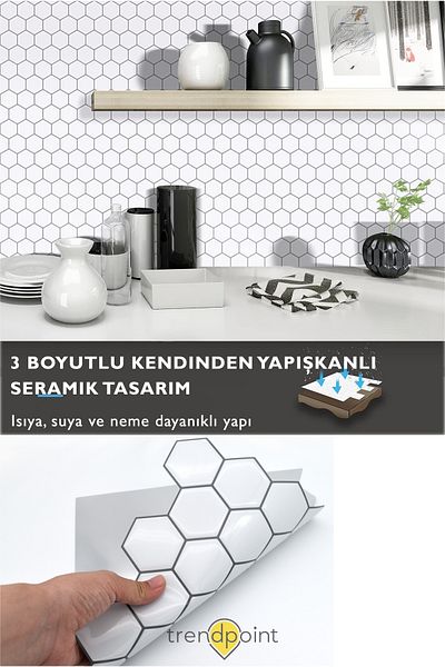 Trendpoint 1pc 3d 30cm×30cm Kitchen Countertop Coating Self Adhesive Ballet White
