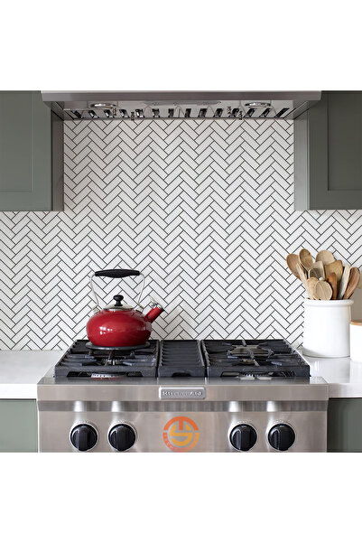 TechnoSmart 1pc 3d Self Adhesive 30cm×30cm Coating Herringbone White Wall Kitchen Bathroom