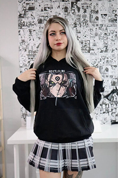 Gofeel Y2k Harajuku - Зелена аниме шарка с очи Черна прекалено голяма суитшър...