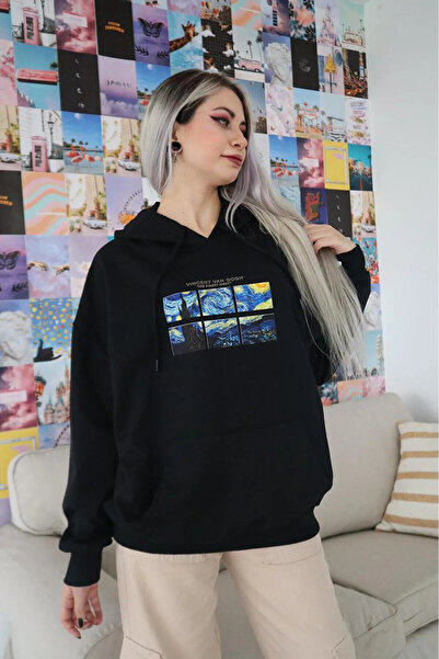 Gofeel Y2k Harajuku Zvezdana Noć Crna Oversize kroj Sa kapuljačom Tehnička Es...