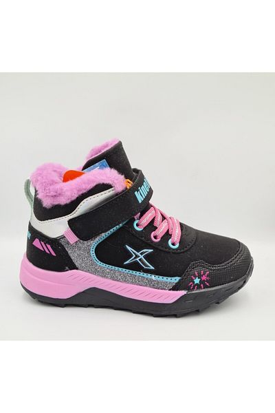 Kinetix Repson Hi 3Pr Μαύρο - Ροζ Velcro Fur Girl's Outdoor Boots