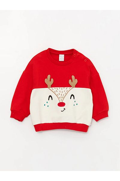 LC Waikiki LCW baby Crew Neck Long Sleeve Printed Baby Boy Sweatshirt and Trousers 2-Piece Set