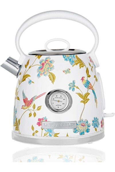 Laura Ashley Beyaz Akülü Elektrikli Su Isıtıcısı, 1,7 Litre Kapasiteli Paslan...