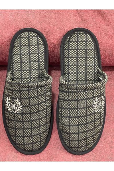 YILDIZ SHOES Μοτίφ Ανδρικές Παντόφλες Σπίτι Κεντημένες Καθημερινές Κλειστές Μπροστινές Παντόφλες Επισκεπτών Χειμερινές Παντόφλες Επισκεπτών Σπίτι Χακί