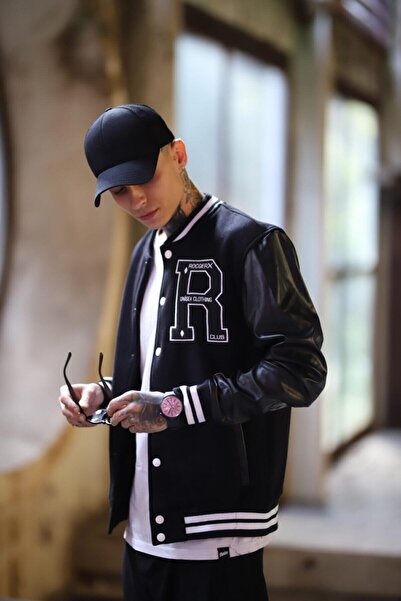 Genel Markalar Unisex Oversize R Baskılı Kolej Ceket