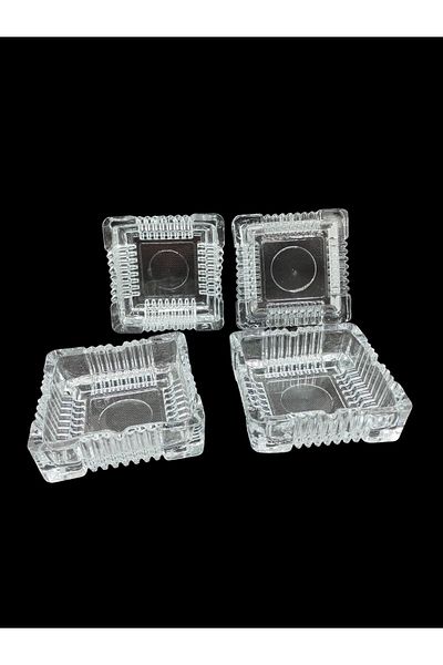 Zeryas Home 4 Pieces Square Large Glass Ashtray