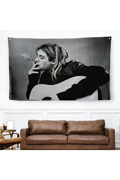Harita Sepeti Kurt Cobain Smoking Famous Print Wall Art Canvas Wall Cloth-Cov...