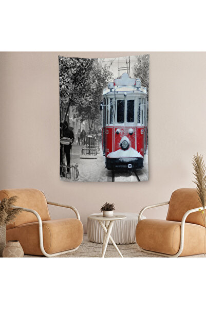 Harita Sepeti Snežna Avenija Nezavisnosti i nostalgična zidna slika tramvaja-...