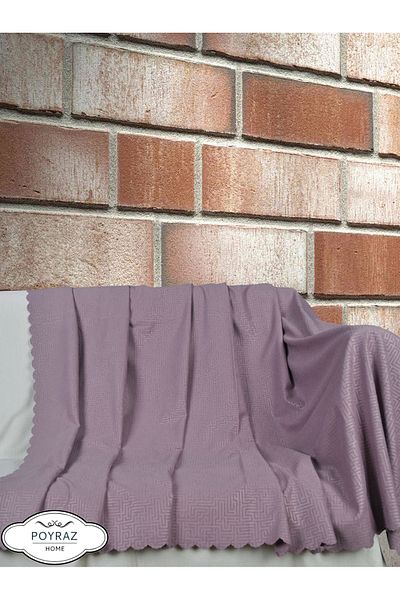 POYRAZ Matte Patterned Chenille Lilac Double Sided Sofa Sofa Bed Cover Shawl
