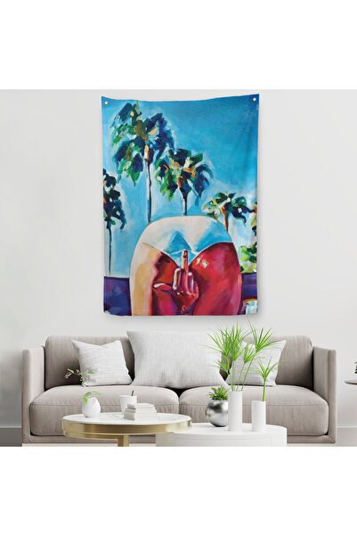 Harita Sepeti غطاء حائط نسائي بعلامة الإصبع الوسطى بين ساقيه - سجادة - 608