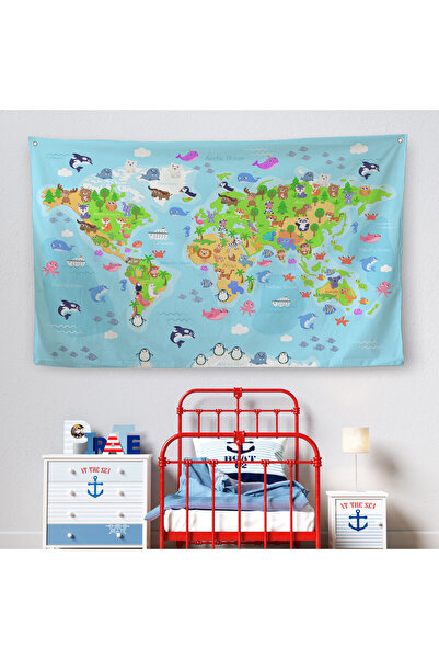 Harita Sepeti Edukativna mapa sveta Atlas sveta Zidna obloga za dečiju i bebi...