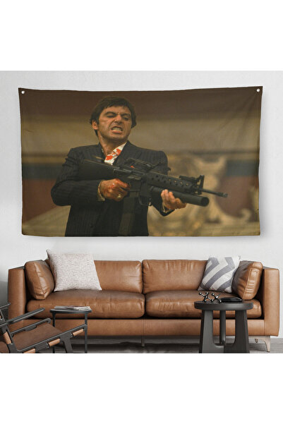Harita Sepeti Scarface Alpacino İtalyan Mafya Kanvas Duvar Örtüsü-Halısı-5147
