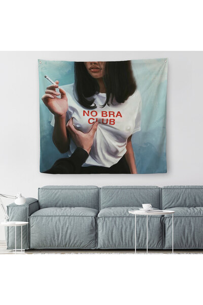 Harita Sepeti No Bra Club, Sütyensizler Külübü Kanvas Duvar Örtüsü-Halısı-5102