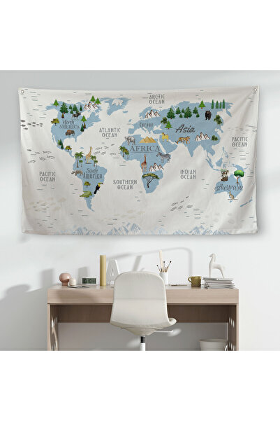 Harita Sepeti Edukativna mapa sveta Atlas sveta Zidna obloga za dečiju i bebi...