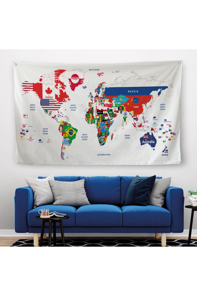 Harita Sepeti Harta lumii cu model de steag Pânză decorativă pentru perete-co...