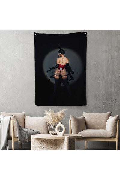 Harita Sepeti غطاء حائط مزخرف لفتاة الملاك باللونين الأبيض والأسود - سجادة-5267B