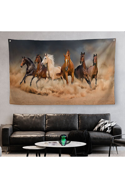 Harita Sepeti غطاء حائط قماشي مزخرف - سجادة الخيول الجري 1126