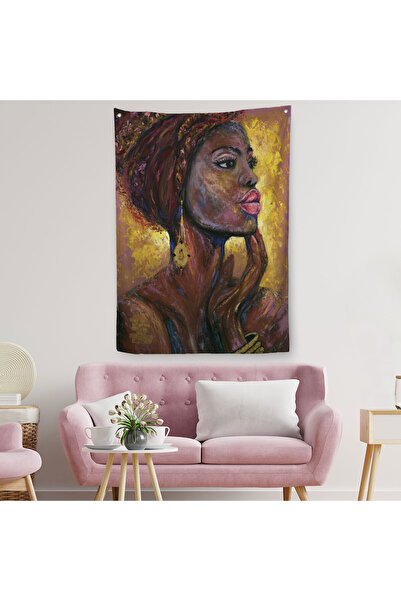Harita Sepeti Afrička žena portret pop art zidna dekoracija - Tepih sı-6008