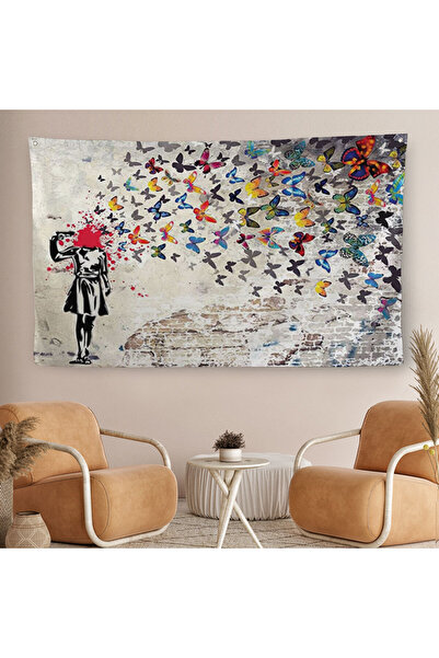 Harita Sepeti Banksy leptir platno za zid - Tepih komada, leptir devojka samo...