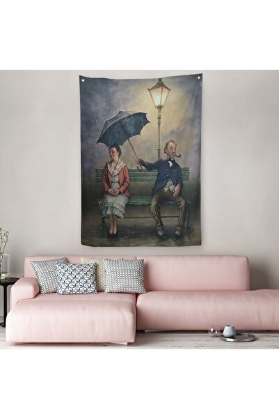 Harita Sepeti زخرفة عيد الحب تحت المطر غطاء حائط مزخرف - سجادة - 6223