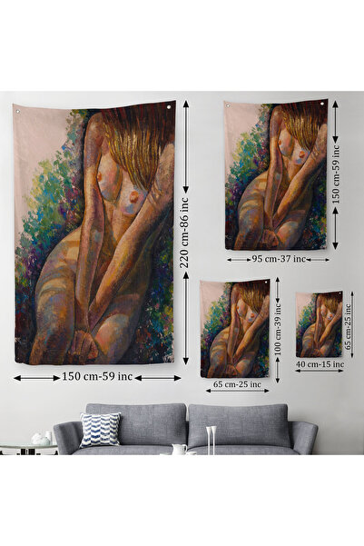 Harita Sepeti Çıplak Kız Yağlıboya Güzellik Sanatı Banyo Duvar Örtüsü - Halısı-5252