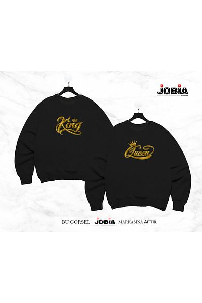 Jobia Outdoors Unisex Γυναικείες Άντρες King Quuen Printed Lover Couple Συνδυασμός λαιμόκοψης 3 κλωστών Σετ 2 τεμαχίων