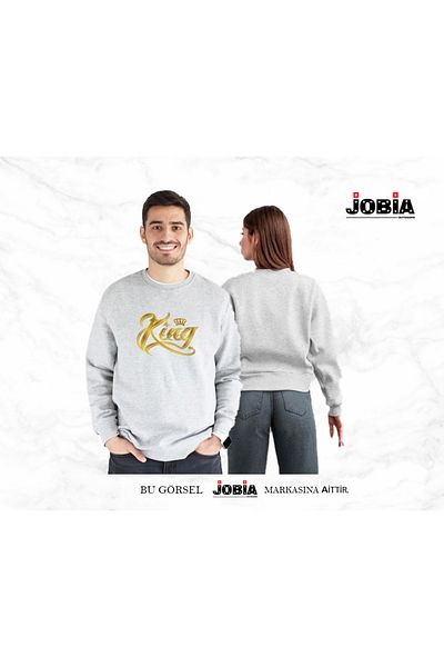 Jobia Outdoors Unisex Γυναικείες Άντρες King Quuen Printed Lover Couple Συνδυασμός λαιμόκοψης 3 κλωστών Σετ 2 τεμαχίων