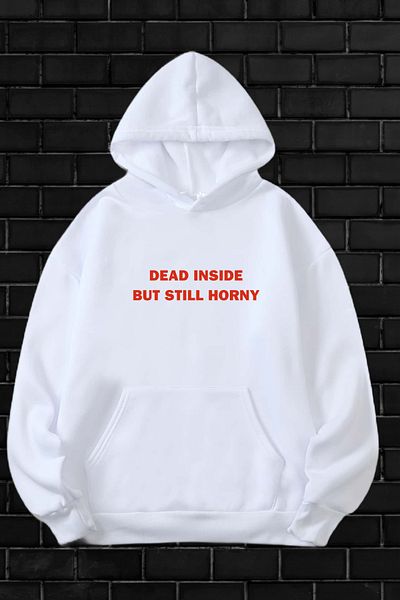 AMMA Unisex Dead Inside But Still Horny Φούτερ με κουκούλα με κουκούλα
