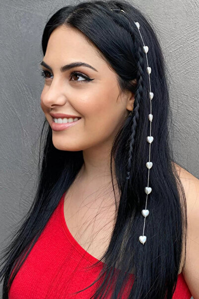 Atolye Ferda Silver Color Heart Detailed Snap Hair Accessory