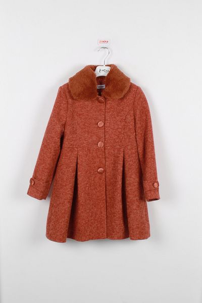 incity Girl's Wool Collar Plush Detailed Coat