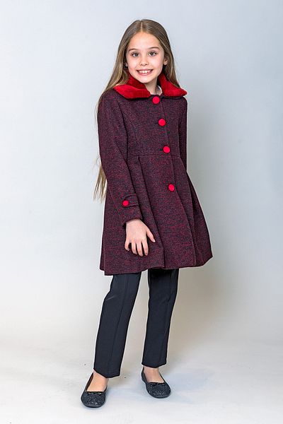 incity Girl's Wool Collar Plush Detailed Coat