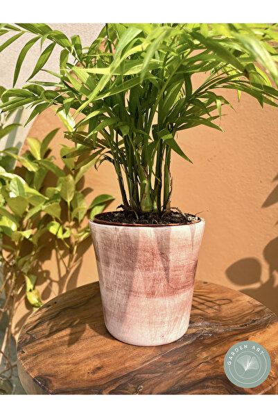 Garden Art El Yapımı Bordo Seramik Orkide Saksı 12 cm