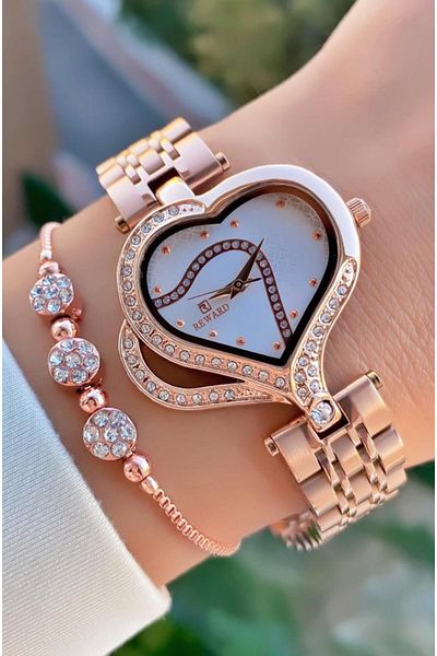 Reward Brand Rose Gold Color Waterproof Steel Cord Women's Wristwatch - Bracelet