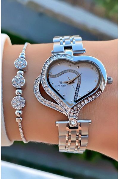 Reward Brand Silver Color Waterproof Steel Cord Women's Wristwatch - Bracelet