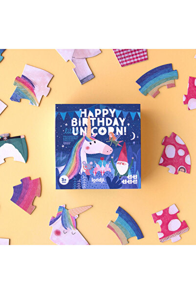 Londji Happy Birthday Unicorn Çift Taraflı Puzzle