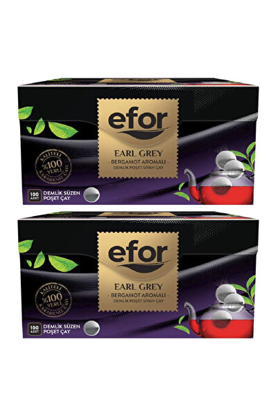 EFOR ÇAY Earl Grey Demlik Poşet Siyah Çay - 100'lü 2'li set