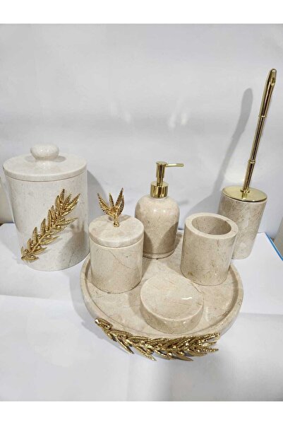 SARITAŞ Bej Mermer Banyo Seti 7li