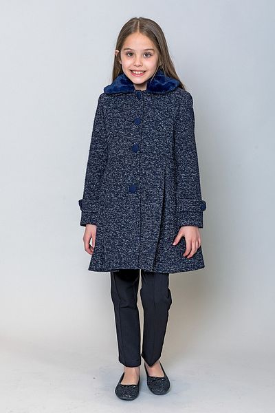 incity Girl's Wool Collar Plush Detailed Coat