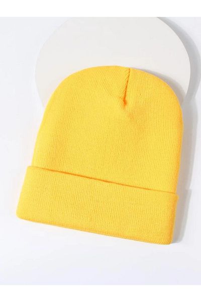 QUATEX Yellow Unisex Folded Knitwear Flat Beret