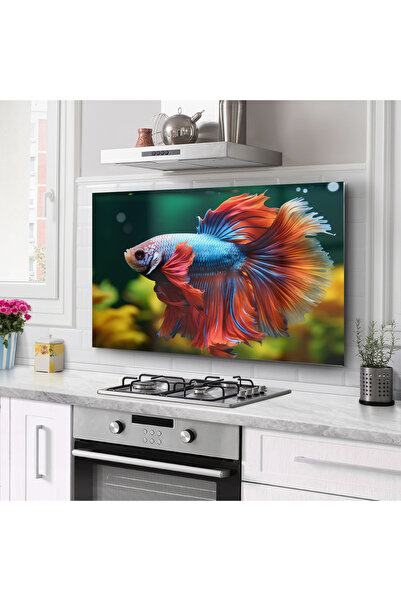 PRATİK DEKOR Ocak Arkası Cam Koruyucu Tezgah Ankastre Arkası Koruyucu 76x49,5...