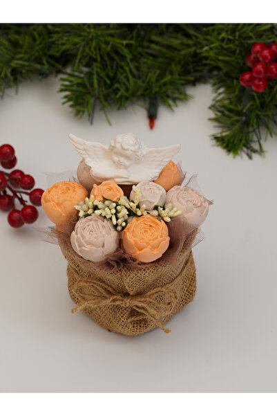 Genel Markalar Özel Jüt Saksıda Melek Figürlü Somon Kokulu Tş Çiçek Aranjmanı...
