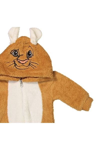 nc gift Confused Tiger Embroidered Hooded Front Zippered Welsoft Plush Baby Boy Jumpsuit
