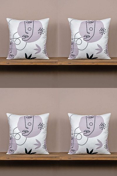 Cango Home Black Gray Modern Figure Patterned Throw Pillow Cover Set of 4