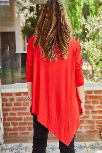 XHAN Women's Asymmetrical Viscose Blouse 9YXK2-41580-04