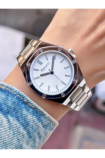 Ferrucci Women's Wristwatch Waterproof Steel Cord Silver Color