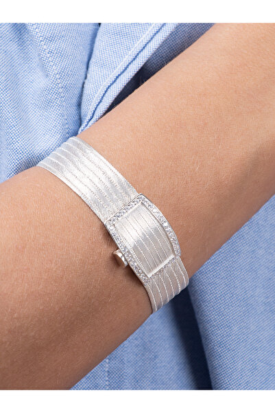 Black Sea Port 7 Sıra Trabzon Hasırı Taşlı Toka Model 925 Ayar Gümüş Bilezik