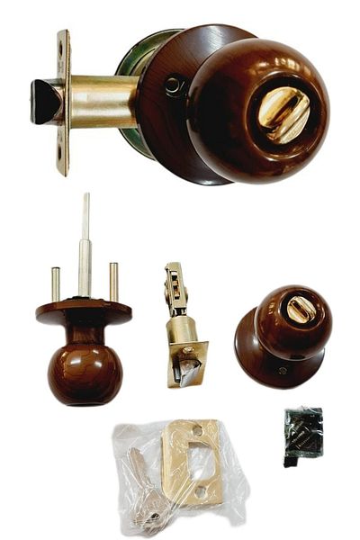 ŞENEL Yapı Market Brown Knob Hotel Door Lock Handle with Key Walnut