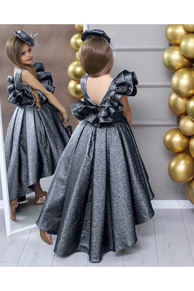 Poyraz Fashion Kids Girl's Dress Hat, Buckle and Bag Set Evening Dress Graduation Wedding 4/5 Years