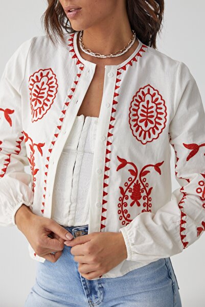 FEMELLE Női új szezon hímzett pamut ing