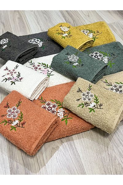 AYHANHOME Cotton 3D Patterned Mother-Daughter 6 Pieces 50x90 Hand Face & 6 Pieces 30x50 Kitchen Towel Set